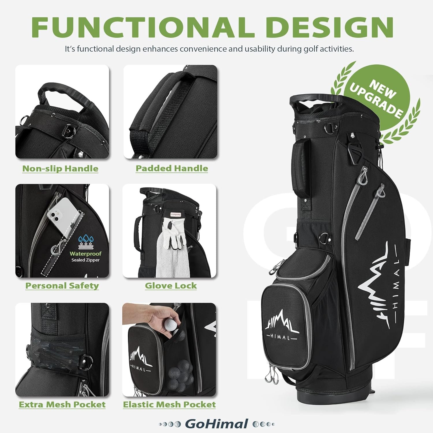 14-Way Golf Stand Bag, Golf Bag with Stand - Lightweight Durable Club Bag for Men & Women 6 14-Way Golf Stand Bag, Golf Bag with Stand - Lightweight Durable Club Bag for Men & Women - Image 6