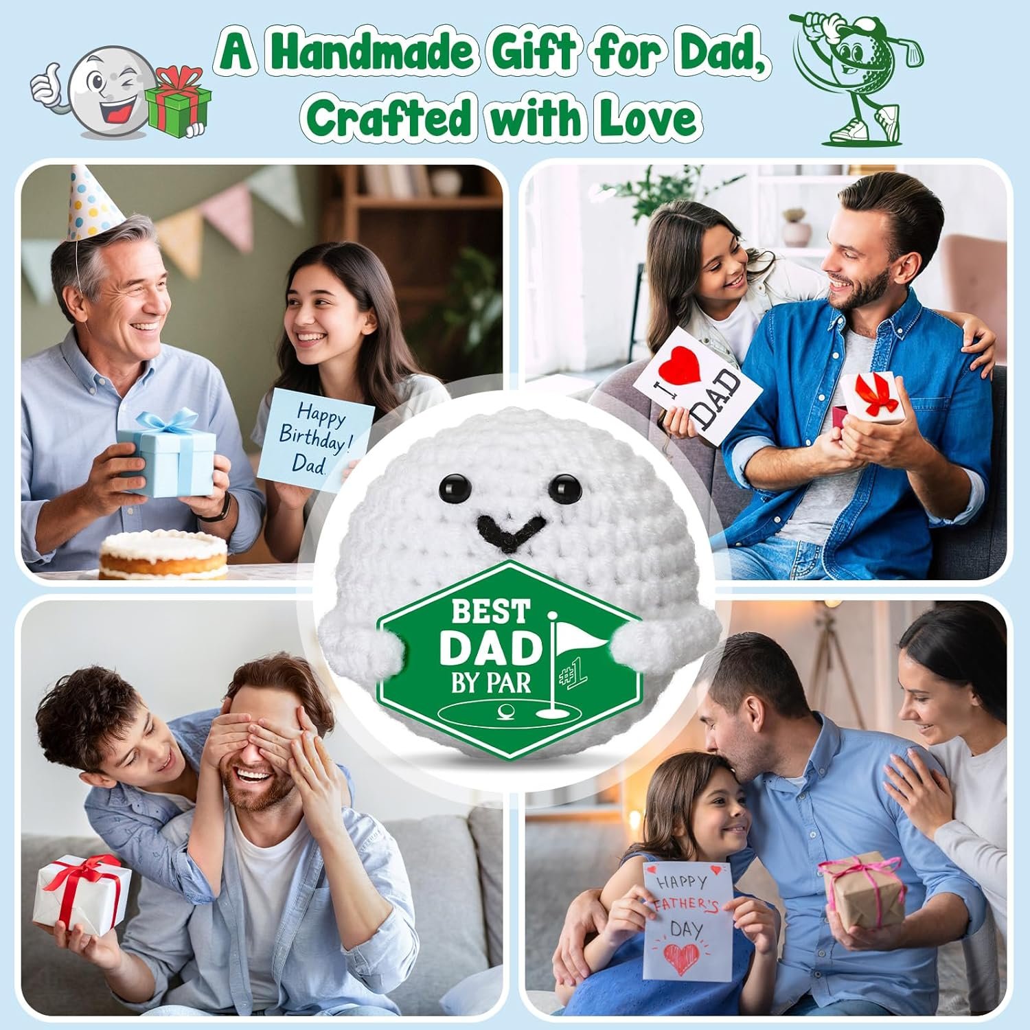 Family Fathers Birthday Golf - Funny Father's Day Christmas Birthday Handmade Knitted Crochet Golf Ball 7 Family Fathers Birthday Golf - Funny Father's Day Christmas Birthday Handmade Knitted Crochet Golf Ball - Image 7