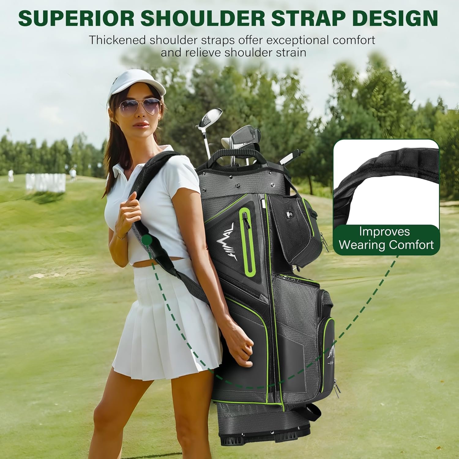 15-Way Golf Cart Bag, Premium Anti-Shake Divider Top Golf Bag with Comfortable Handles, Magnetic Pocket and Rain Cover 5 15-Way Golf Cart Bag, Premium Anti-Shake Divider Top Golf Bag with Comfortable Handles, Magnetic Pocket and Rain Cover - Image 5