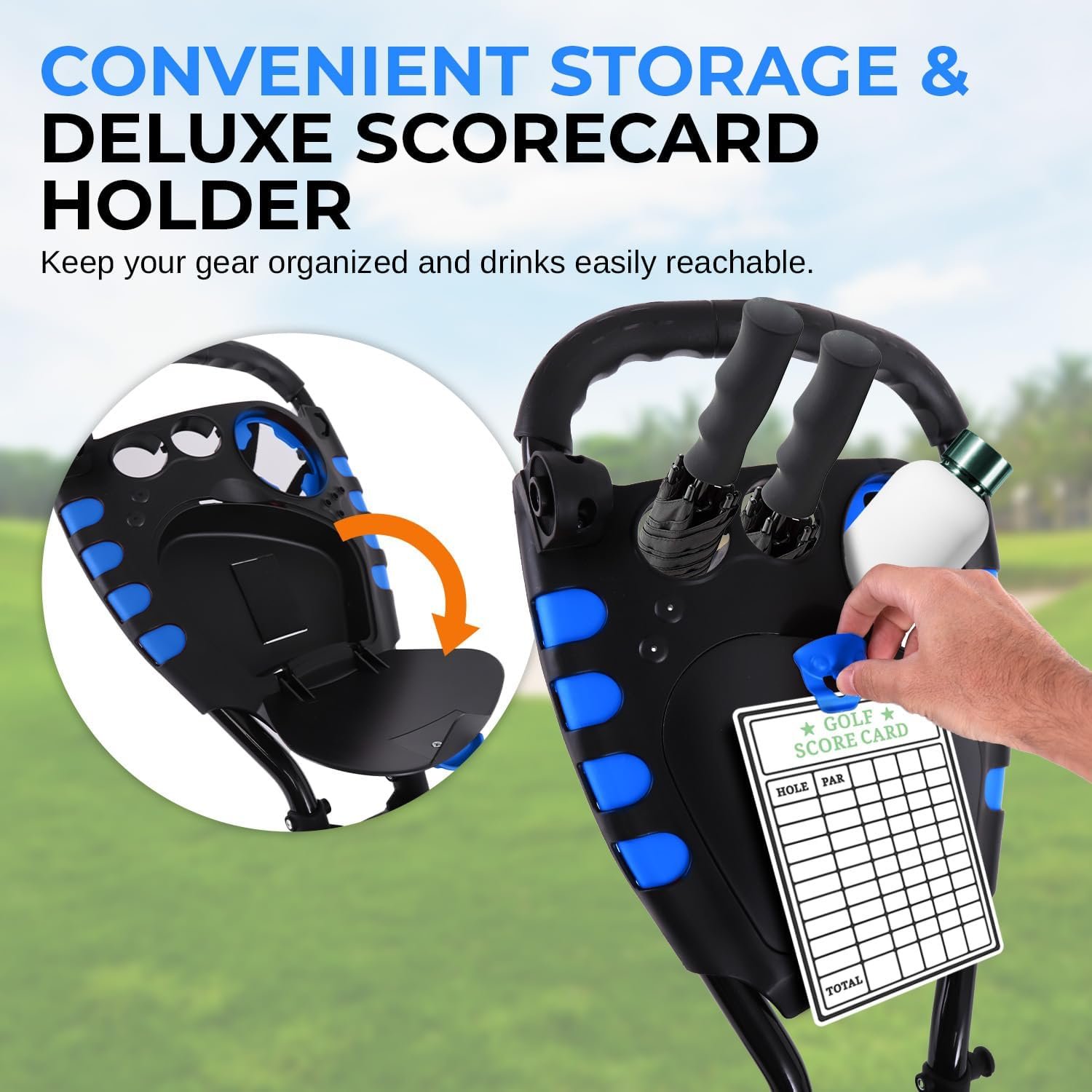 SereneLife 3 Wheel Golf Push Pull Cart – Lightweight, Foldable, Bag Holder with Adjustable Handle, Caddy Accessories, Compact Folding Golf Trolley for Travel 5 SereneLife 3 Wheel Golf Push Pull Cart – Lightweight, Foldable, Bag Holder with Adjustable Handle, Caddy Accessories, Compact Folding Golf Trolley for Travel - Image 5