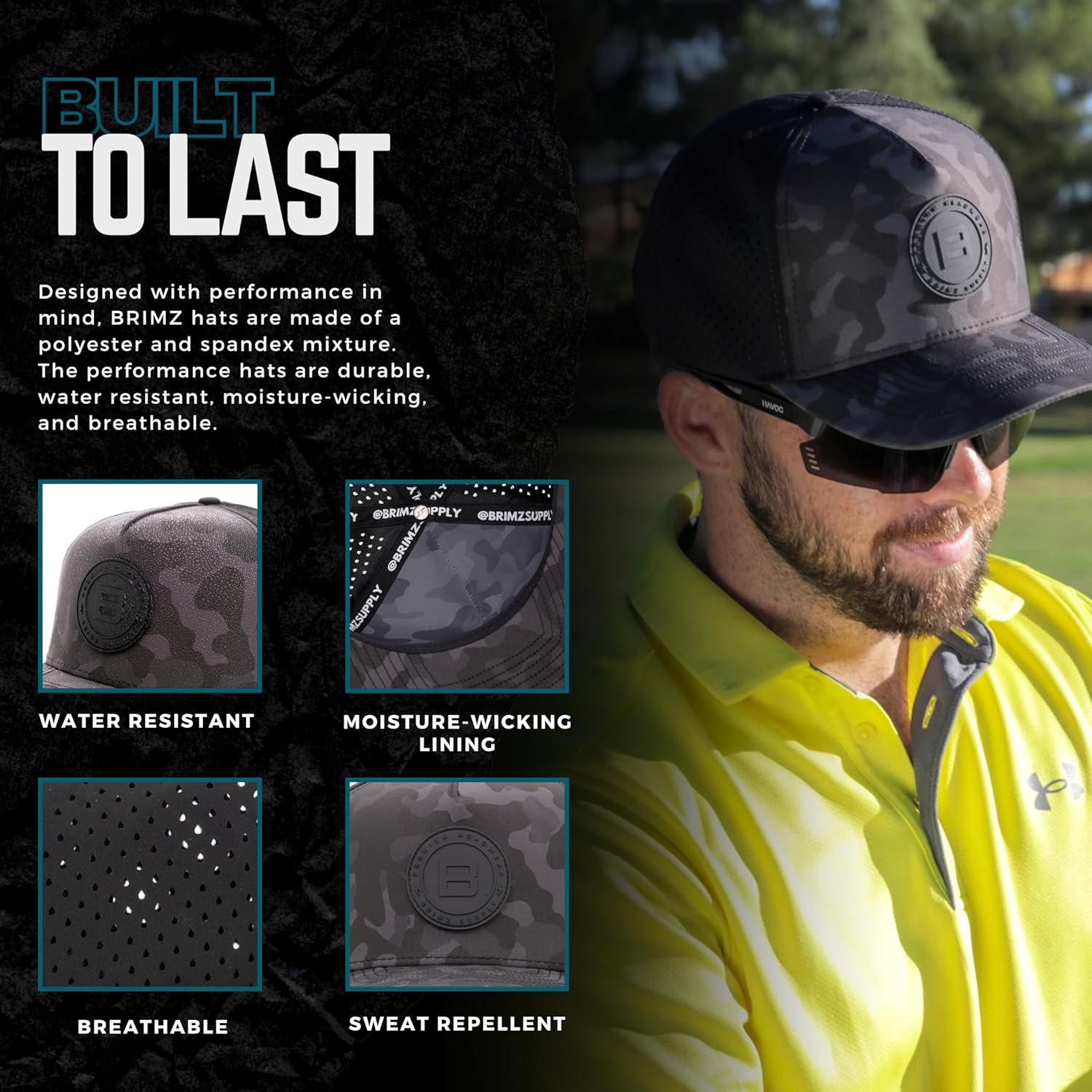 BRIMZ Golf Performance Hat - Tee Holder & Magnetic Ball Marker - Breathable, Sweat & Water Resistant Golfing Snapback Hat 4 BRIMZ Golf Performance Hat - Tee Holder & Magnetic Ball Marker - Breathable, Sweat & Water Resistant Golfing Snapback Hat - Image 4