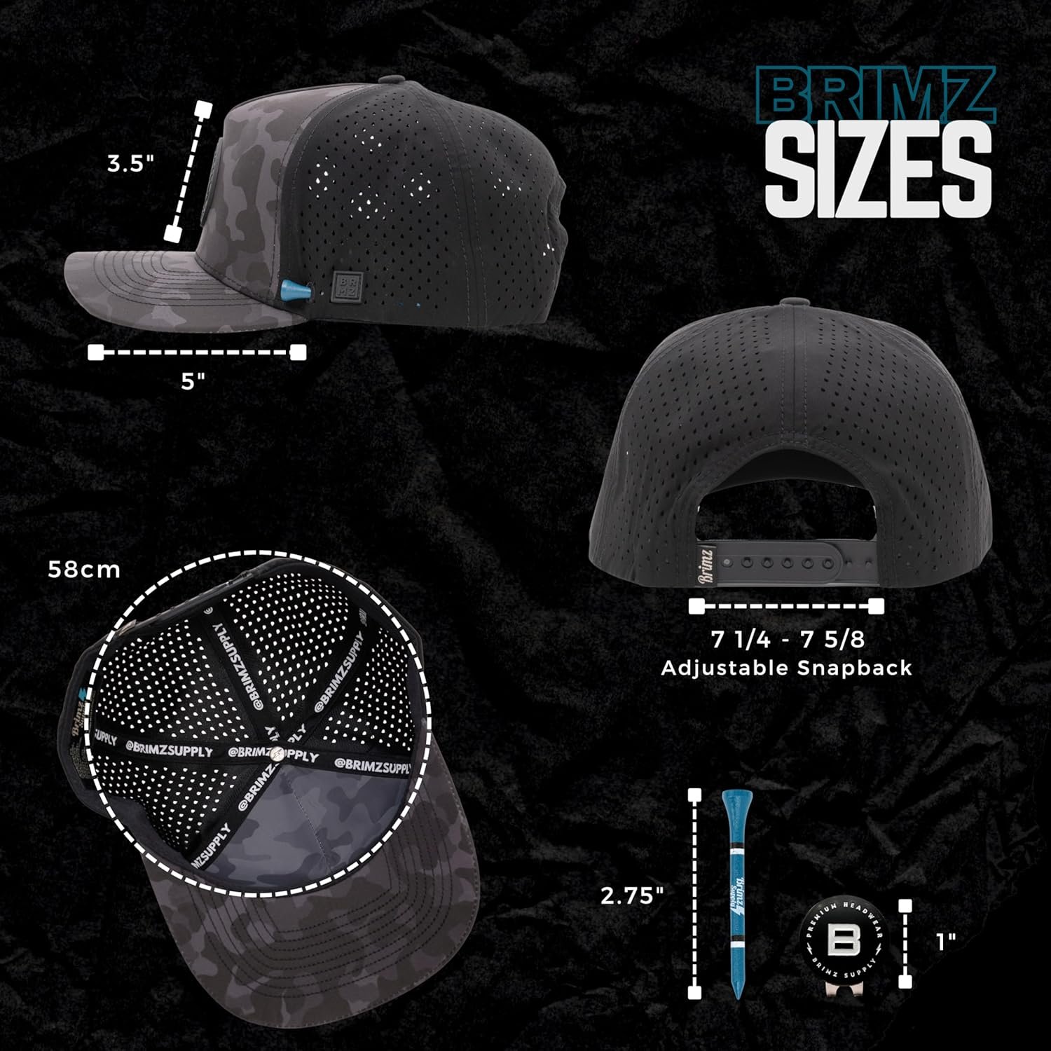 BRIMZ Golf Performance Hat - Tee Holder & Magnetic Ball Marker - Breathable, Sweat & Water Resistant Golfing Snapback Hat 6 BRIMZ Golf Performance Hat - Tee Holder & Magnetic Ball Marker - Breathable, Sweat & Water Resistant Golfing Snapback Hat - Image 6