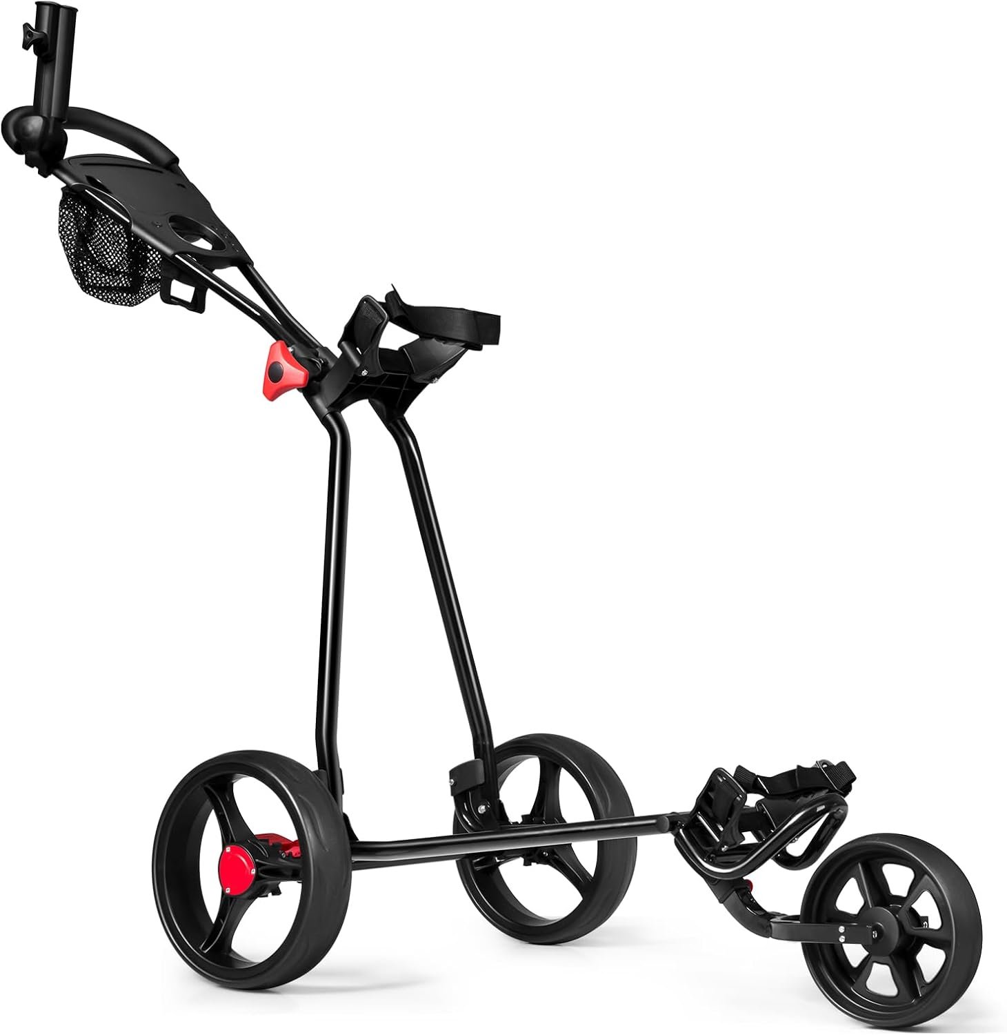 Tangkula Golf Push Cart, Lightweight Collapsible Golf Pull Cart, 3 Wheels Golf Trolley with Foot Brake Umbrella Holder & Cup Holder, Adjustable Handle and Storage Bag 9 Tangkula Golf Push Cart, Lightweight Collapsible Golf Pull Cart, 3 Wheels Golf Trolley with Foot Brake Umbrella Holder & Cup Holder, Adjustable Handle and Storage Bag - Image 9