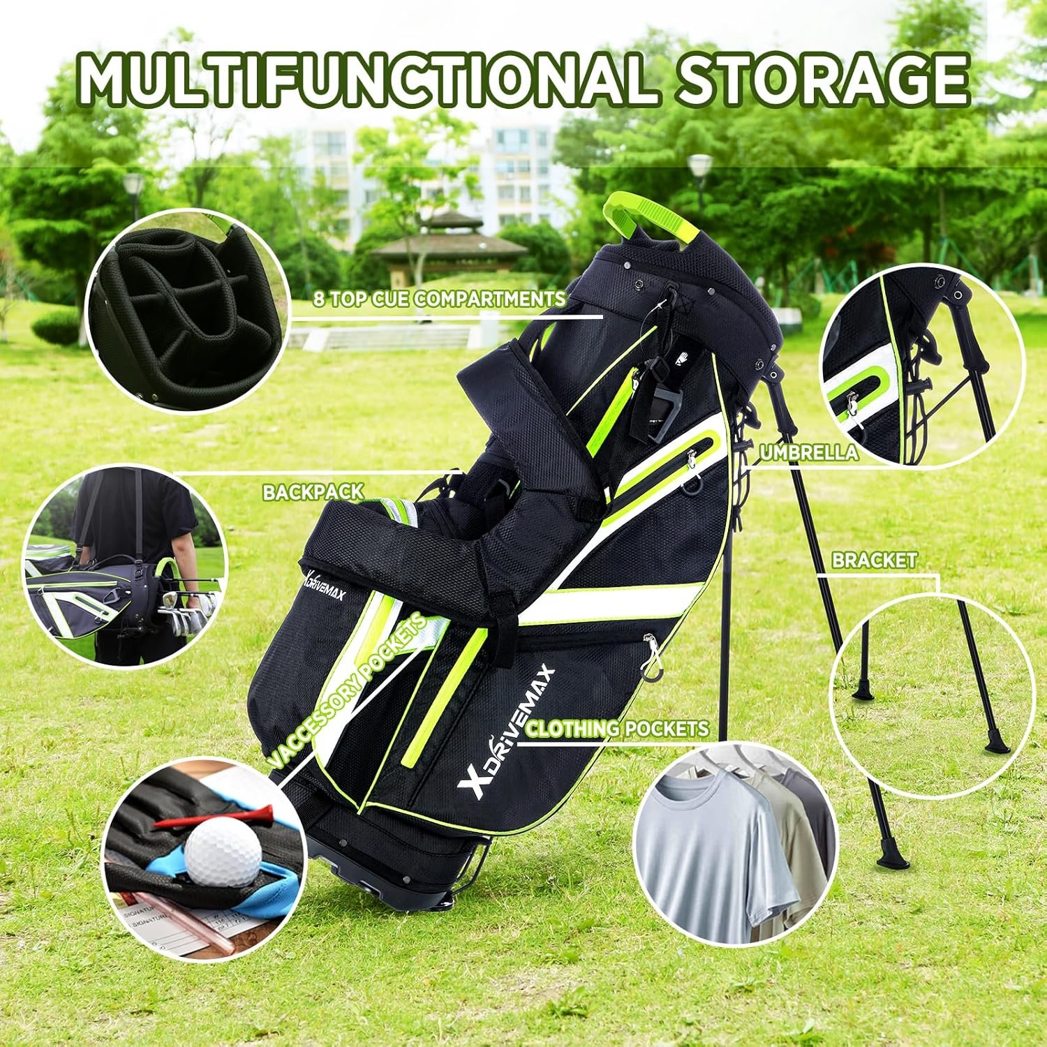 Golf Bag – Stand Bag & 15 Way Cart Bag for Men & Women, Lightweight, with Rain Cover, Cooler, Accessory Kit | Premium Golf Club Bags 3 Golf Bag – Stand Bag & 15 Way Cart Bag for Men & Women, Lightweight, with Rain Cover, Cooler, Accessory Kit | Premium Golf Club Bags - Image 3