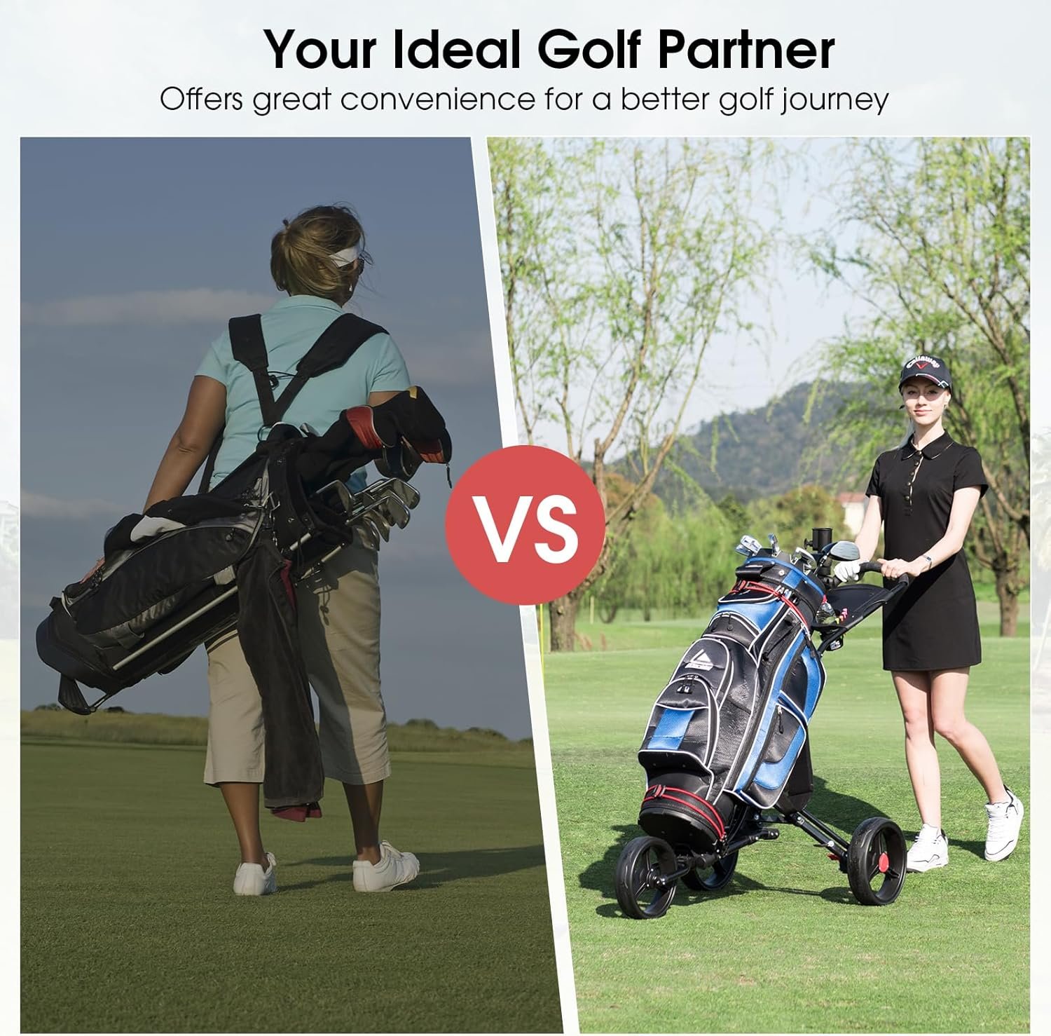 Tangkula Lightweight Aluminum Collapsible 3 Wheels Golf Push Cart with Elastic Strap, Umbrella & Cup Holder, Scoreboard Storage & Foot Brake 9 Tangkula Lightweight Aluminum Collapsible 3 Wheels Golf Push Cart with Elastic Strap, Umbrella & Cup Holder, Scoreboard Storage & Foot Brake - Image 9