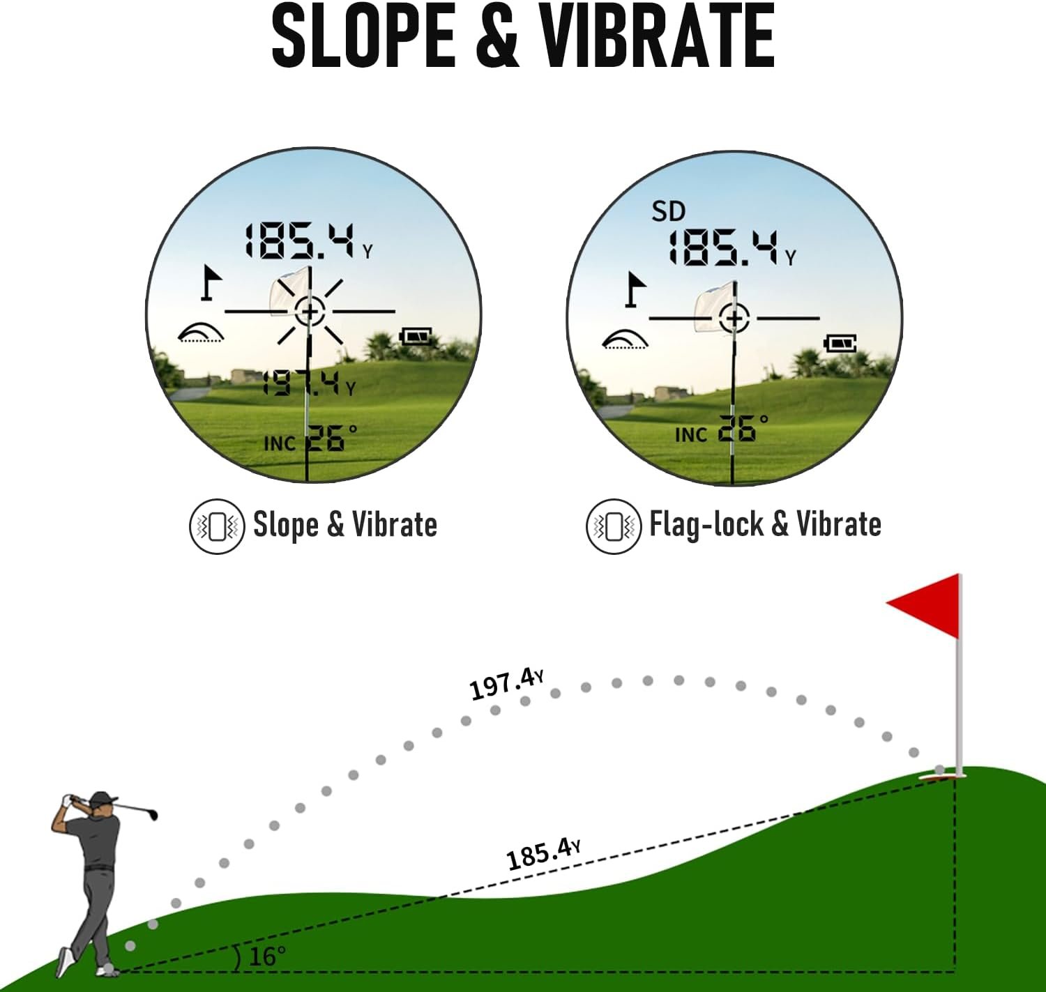 Golf Range Finder with Slope, Switch for Tournament, 1200 Yards Rechargeable Laser Rangefinder, 7X Magnification, Flag Lock Vibration, Distance Measuring Device Accessory for Men 3 Golf Range Finder with Slope, Switch for Tournament, 1200 Yards Rechargeable Laser Rangefinder, 7X Magnification, Flag Lock Vibration, Distance Measuring Device Accessory for Men - Image 3