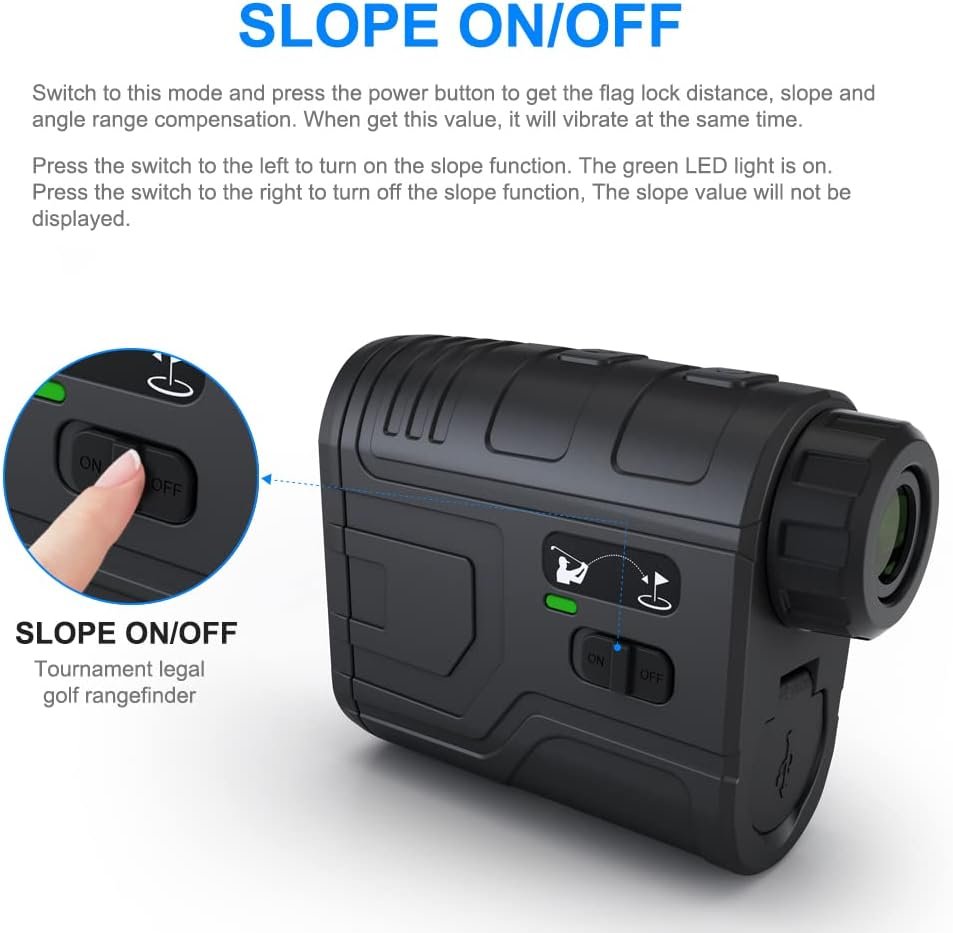 Golf Range Finder with Slope, Switch for Tournament, 1200 Yards Rechargeable Laser Rangefinder, 7X Magnification, Flag Lock Vibration, Distance Measuring Device Accessory for Men 4 Golf Range Finder with Slope, Switch for Tournament, 1200 Yards Rechargeable Laser Rangefinder, 7X Magnification, Flag Lock Vibration, Distance Measuring Device Accessory for Men - Image 4