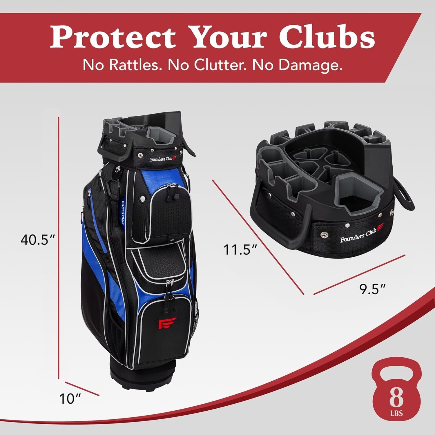 Founders Club 4th Generation Club Lock Organizer Golf Cart Bag for Men with 14 Way Anti Rattle Divider Top- Free Snap On Rain Hood-Full Length Dividers 4 Founders Club 4th Generation Club Lock Organizer Golf Cart Bag for Men with 14 Way Anti Rattle Divider Top- Free Snap On Rain Hood-Full Length Dividers - Image 4