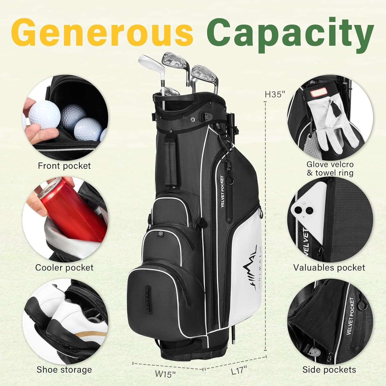 4-Way Golf Stand Bag with Full-Length Divider, Lightweight Waterproof Golf Bag for Men & Women Holds 4-8 Clubs 4 4-Way Golf Stand Bag with Full-Length Divider, Lightweight Waterproof Golf Bag for Men & Women Holds 4-8 Clubs - Image 4