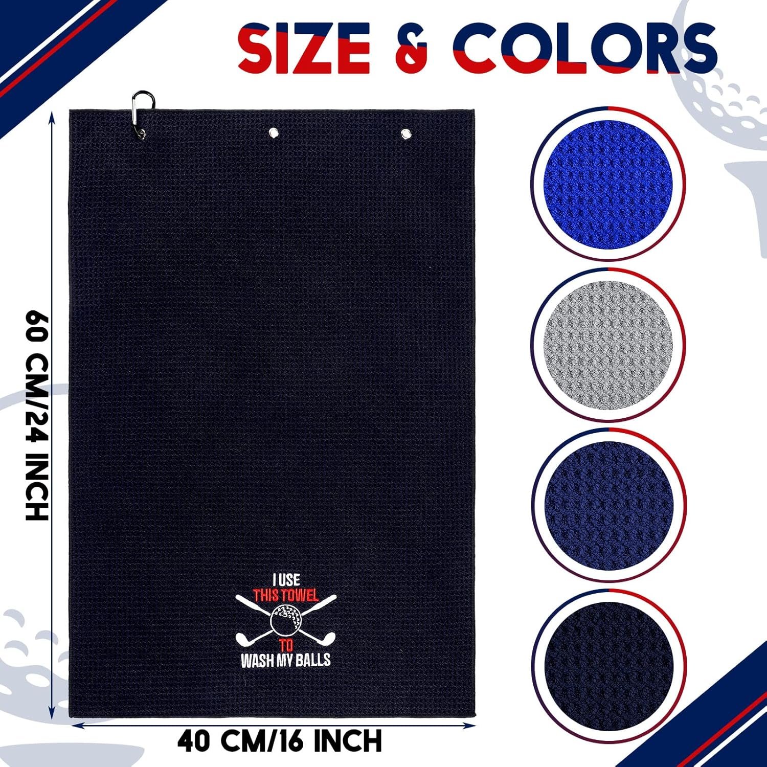4 Pcs Funny Golf Towel Embroidered Golf Towels for Golfbags with Clip Golfclub Gifts for Men Women Birthday Gifts for Golfball Fan Retirement Present 24 x 16 Inch 3 4 Pcs Funny Golf Towel Embroidered Golf Towels for Golfbags with Clip Golfclub Gifts for Men Women Birthday Gifts for Golfball Fan Retirement Present 24 x 16 Inch - Image 3