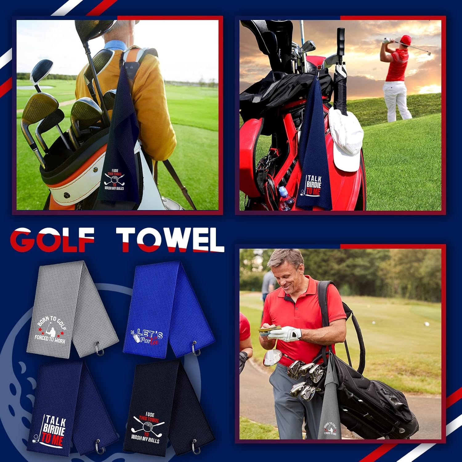 4 Pcs Funny Golf Towel Embroidered Golf Towels for Golfbags with Clip Golfclub Gifts for Men Women Birthday Gifts for Golfball Fan Retirement Present 24 x 16 Inch 5 4 Pcs Funny Golf Towel Embroidered Golf Towels for Golfbags with Clip Golfclub Gifts for Men Women Birthday Gifts for Golfball Fan Retirement Present 24 x 16 Inch - Image 5