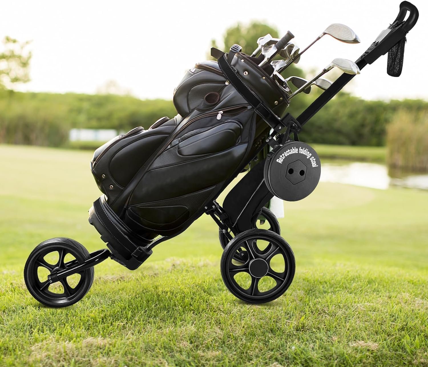 JANUS Golf Cart, Foldable Golf Push Cart, Golf Bag Cart, Fits Golf Stand Bag and Golf Cart Bags, Golf Caddy Cart with Optional Large Wing or Small Wing, Includes Ice Bag 3 JANUS Golf Cart, Foldable Golf Push Cart, Golf Bag Cart, Fits Golf Stand Bag and Golf Cart Bags, Golf Caddy Cart with Optional Large Wing or Small Wing, Includes Ice Bag - Image 3