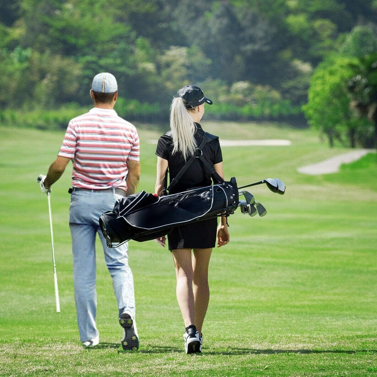 Golf Stand Bag, Portable Golf Clubs Bag w/4 Way Dividers, 4 Pockets, Adjustable Shoulder Straps, Pencil Golf Bag w/ 2 Non-Slip Stand, Lightweight Golf Bag for Men Women 3 Golf Stand Bag, Portable Golf Clubs Bag w/4 Way Dividers, 4 Pockets, Adjustable Shoulder Straps, Pencil Golf Bag w/ 2 Non-Slip Stand, Lightweight Golf Bag for Men Women - Image 3