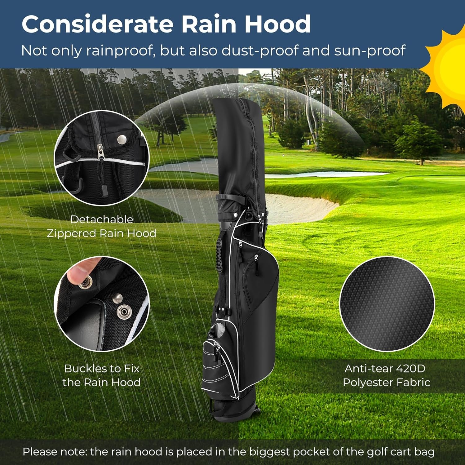Golf Stand Bag, Portable Golf Clubs Bag w/4 Way Dividers, 4 Pockets, Adjustable Shoulder Straps, Pencil Golf Bag w/ 2 Non-Slip Stand, Lightweight Golf Bag for Men Women 5 Golf Stand Bag, Portable Golf Clubs Bag w/4 Way Dividers, 4 Pockets, Adjustable Shoulder Straps, Pencil Golf Bag w/ 2 Non-Slip Stand, Lightweight Golf Bag for Men Women - Image 5