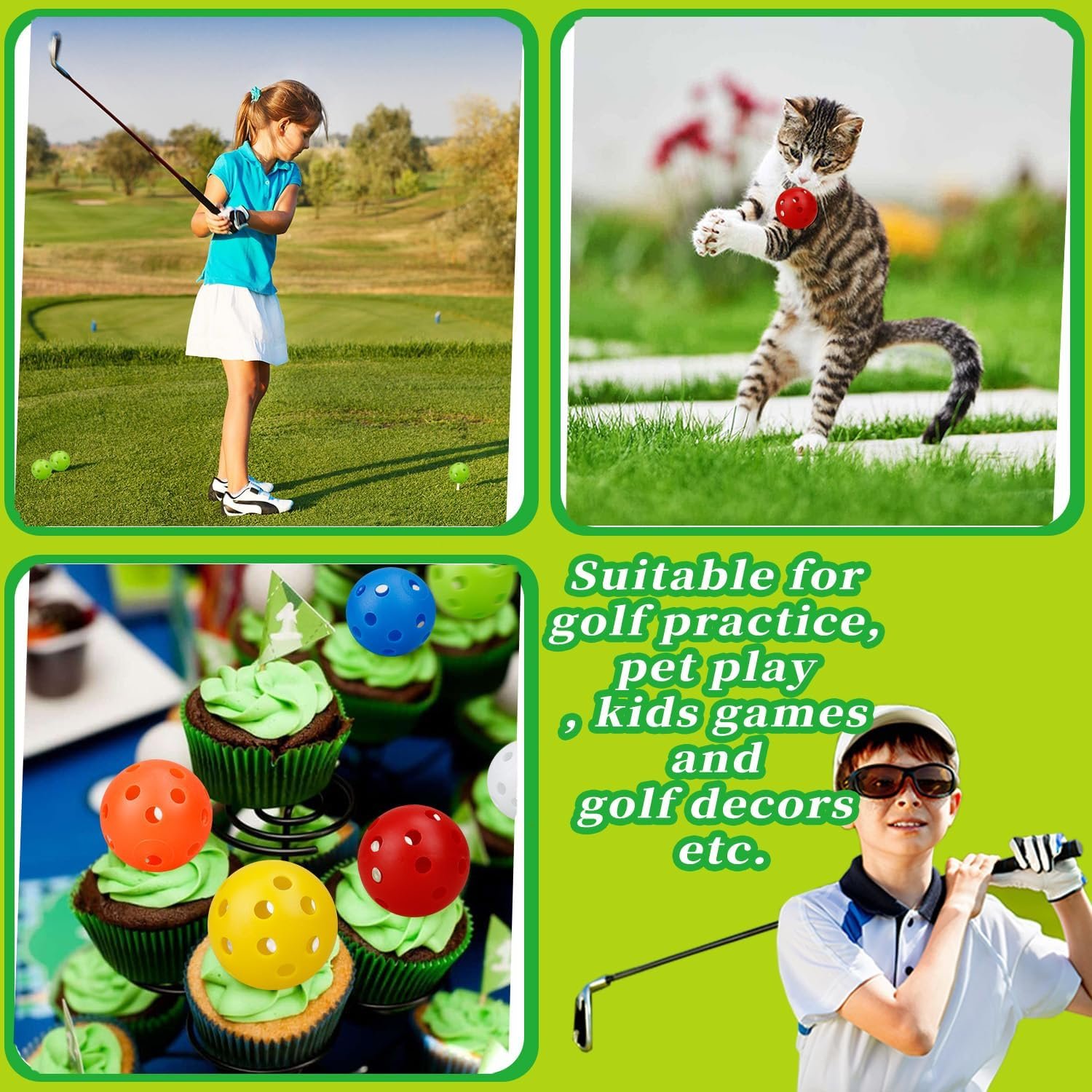 KOFULL 50/Pack Plastic Golf Balls, Practice Golf Balls, 42mm Colored Hollow Golf Practice Balls, Practice Golf Balls for Backyard, Swing Practice | Cat Balls 7 KOFULL 50/Pack Plastic Golf Balls, Practice Golf Balls, 42mm Colored Hollow Golf Practice Balls, Practice Golf Balls for Backyard, Swing Practice | Cat Balls - Image 7