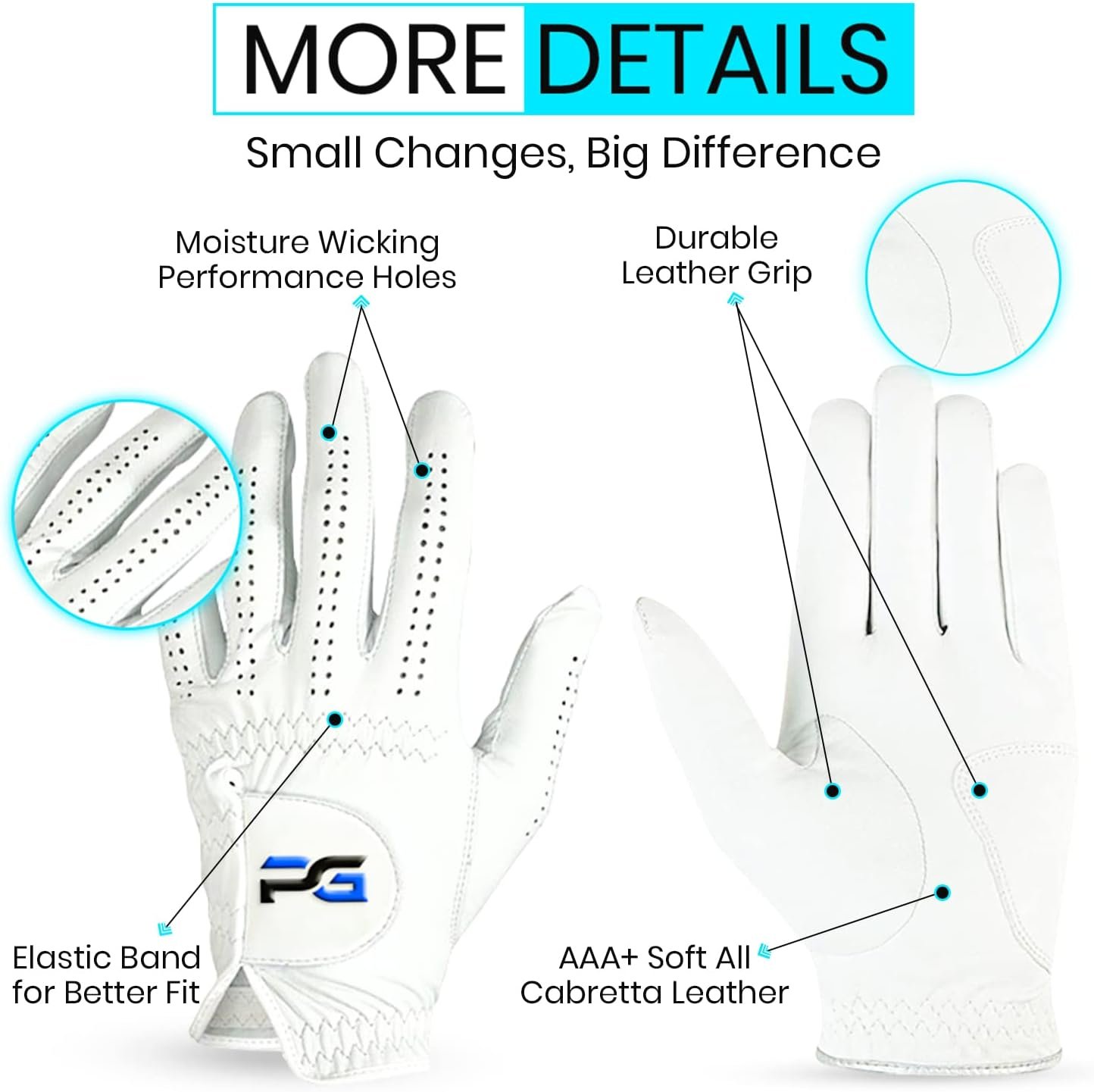 Gloves (5 Pack) Cabretta Leather, Premium Quality Mens Golf Gloves 3 Gloves (5 Pack) Cabretta Leather, Premium Quality Mens Golf Gloves - Image 3