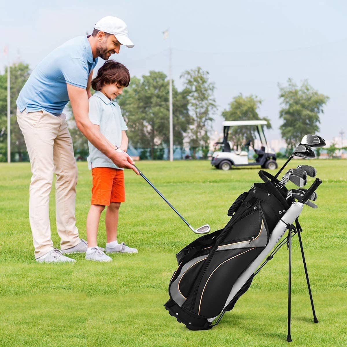 Mayjooy Golf Stand Bag, Portable Golf Bag w/8 Way Dividers, Organized Easy-Storage Stand Bag w/Durable Fabric,Black 3 Mayjooy Golf Stand Bag, Portable Golf Bag w/8 Way Dividers, Organized Easy-Storage Stand Bag w/Durable Fabric,Black - Image 3