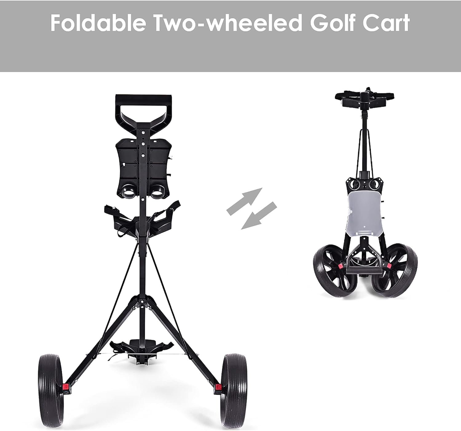 DORTALA Golf Cart, 2 Wheel Foldable Golf Trolley Push Pull Cart with Scoreboard, Multifunctional and Convenient Golf Cart Quickly Opened and Closed 4 DORTALA Golf Cart, 2 Wheel Foldable Golf Trolley Push Pull Cart with Scoreboard, Multifunctional and Convenient Golf Cart Quickly Opened and Closed - Image 4