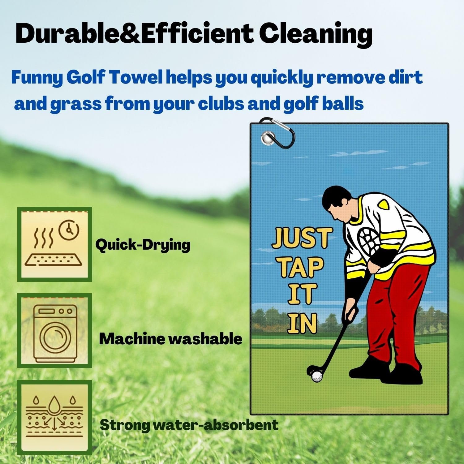 Funny Printed Golf Towel, Funny Golf Towel for Golf Bags with Clip, Golf Gift for Men Husband Boyfriend Dad, Birthday, Cristmas Gifts for Golf Fan - Just Tap It in 3 Funny Printed Golf Towel, Funny Golf Towel for Golf Bags with Clip, Golf Gift for Men Husband Boyfriend Dad, Birthday, Cristmas Gifts for Golf Fan - Just Tap It in - Image 3