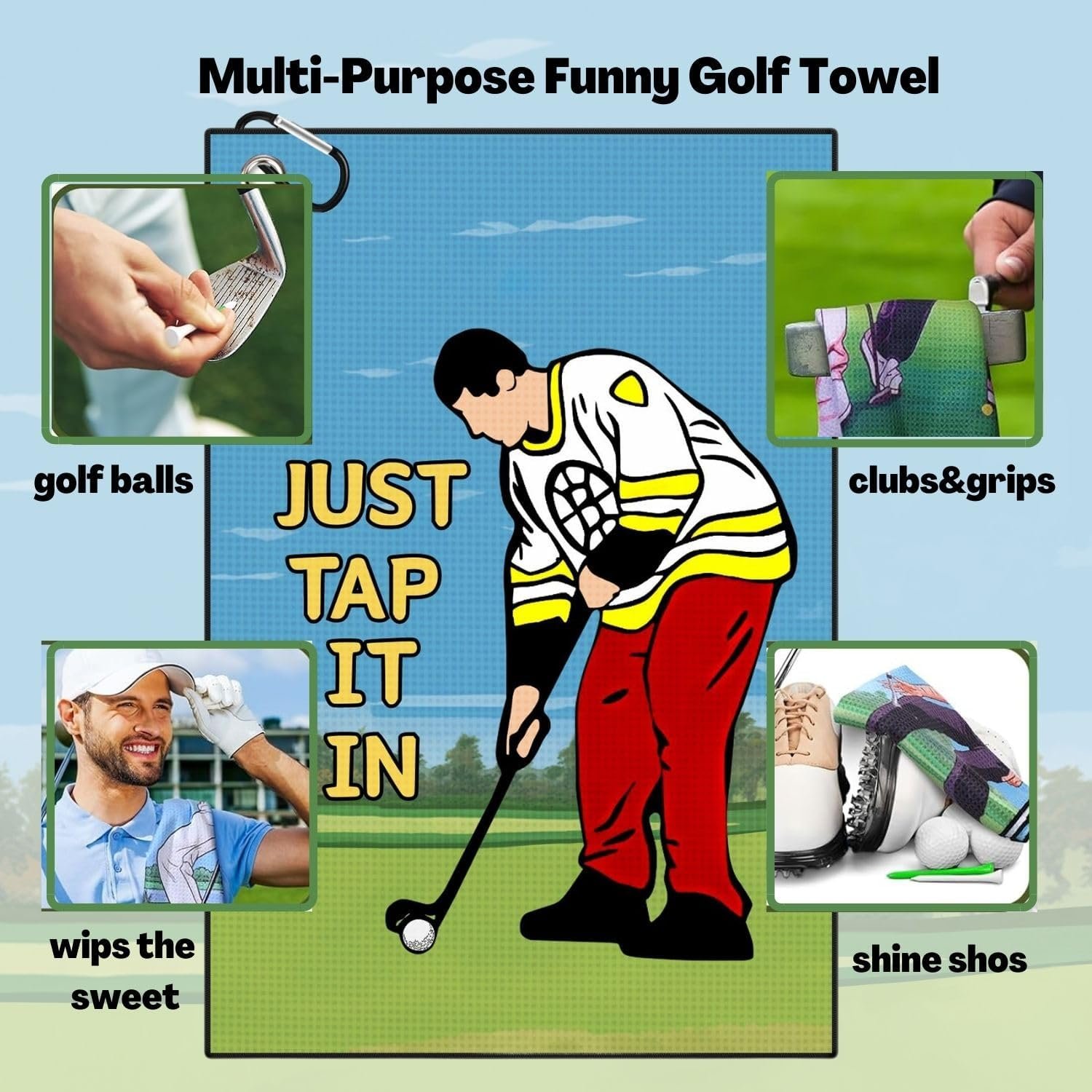 Funny Printed Golf Towel, Funny Golf Towel for Golf Bags with Clip, Golf Gift for Men Husband Boyfriend Dad, Birthday, Cristmas Gifts for Golf Fan - Just Tap It in 4 Funny Printed Golf Towel, Funny Golf Towel for Golf Bags with Clip, Golf Gift for Men Husband Boyfriend Dad, Birthday, Cristmas Gifts for Golf Fan - Just Tap It in - Image 4