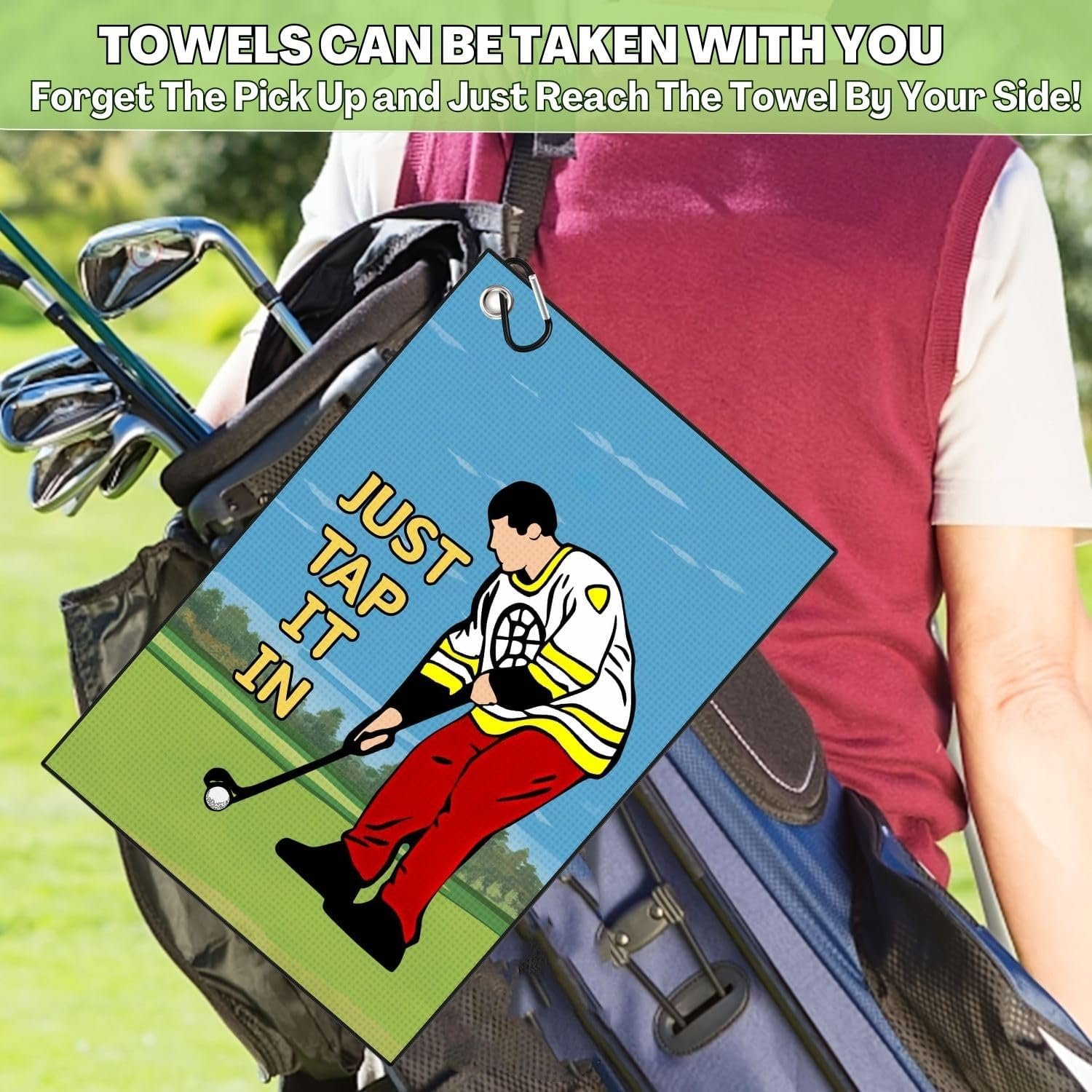 Funny Printed Golf Towel, Funny Golf Towel for Golf Bags with Clip, Golf Gift for Men Husband Boyfriend Dad, Birthday, Cristmas Gifts for Golf Fan - Just Tap It in 5 Funny Printed Golf Towel, Funny Golf Towel for Golf Bags with Clip, Golf Gift for Men Husband Boyfriend Dad, Birthday, Cristmas Gifts for Golf Fan - Just Tap It in - Image 5