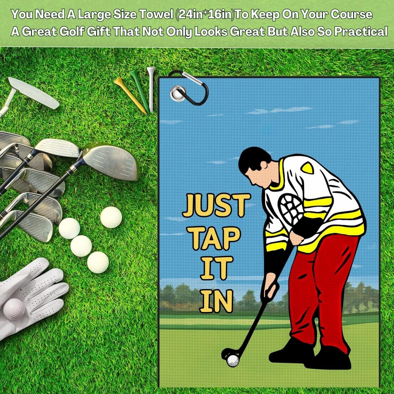 Funny Printed Golf Towel, Funny Golf Towel for Golf Bags with Clip, Golf Gift for Men Husband Boyfriend Dad, Birthday, Cristmas Gifts for Golf Fan - Just Tap It in 6 Funny Printed Golf Towel, Funny Golf Towel for Golf Bags with Clip, Golf Gift for Men Husband Boyfriend Dad, Birthday, Cristmas Gifts for Golf Fan - Just Tap It in - Image 6