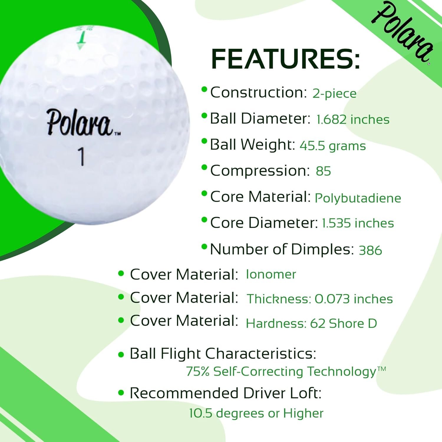 Polara Golf Self-Correcting Golf Balls – Soft Feel, Anti-Slice & Hook Correction, Exceeds USGA Limits, Dimple Pattern, High-Performance Balls for Men & Women – 1 Dozen 5 Polara Golf Self-Correcting Golf Balls – Soft Feel, Anti-Slice & Hook Correction, Exceeds USGA Limits, Dimple Pattern, High-Performance Balls for Men & Women – 1 Dozen - Image 5