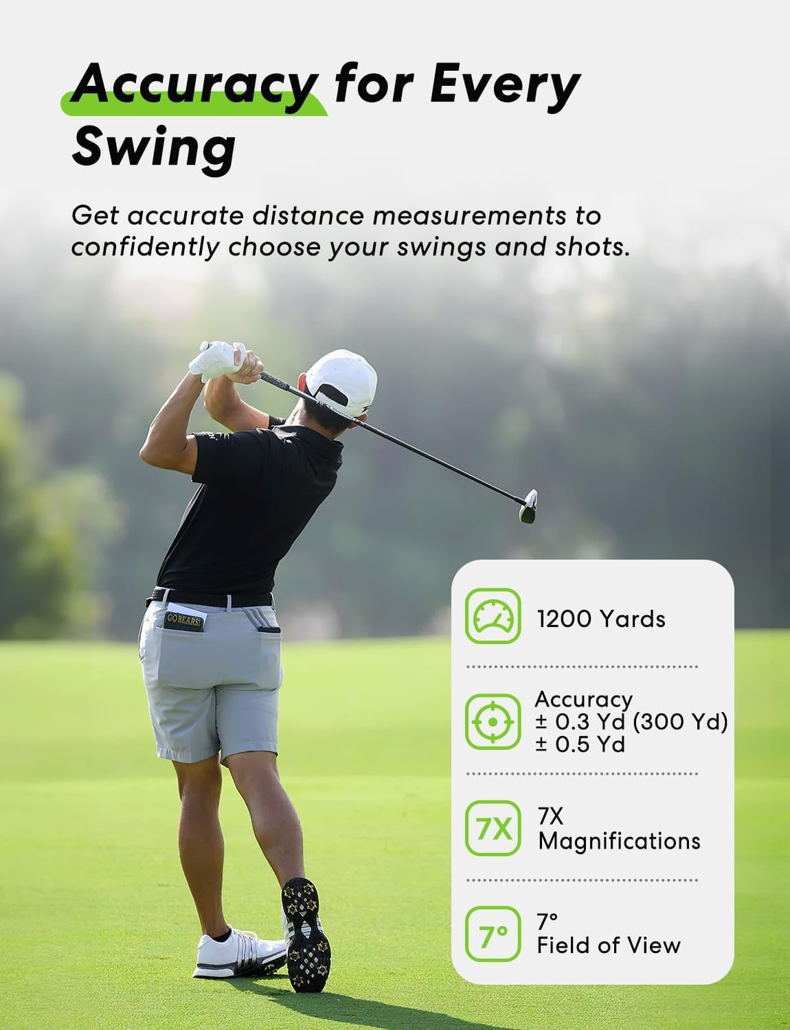 Golf Rangefinder with Slope, 1200 Yards Laser Range Finder, 7X Magnification, Rechargeable Range Finders Golfing with Flagpole Lock Vibration, Magnetic Strip, Golf Accessories for Hunting 4 Golf Rangefinder with Slope, 1200 Yards Laser Range Finder, 7X Magnification, Rechargeable Range Finders Golfing with Flagpole Lock Vibration, Magnetic Strip, Golf Accessories for Hunting - Image 4