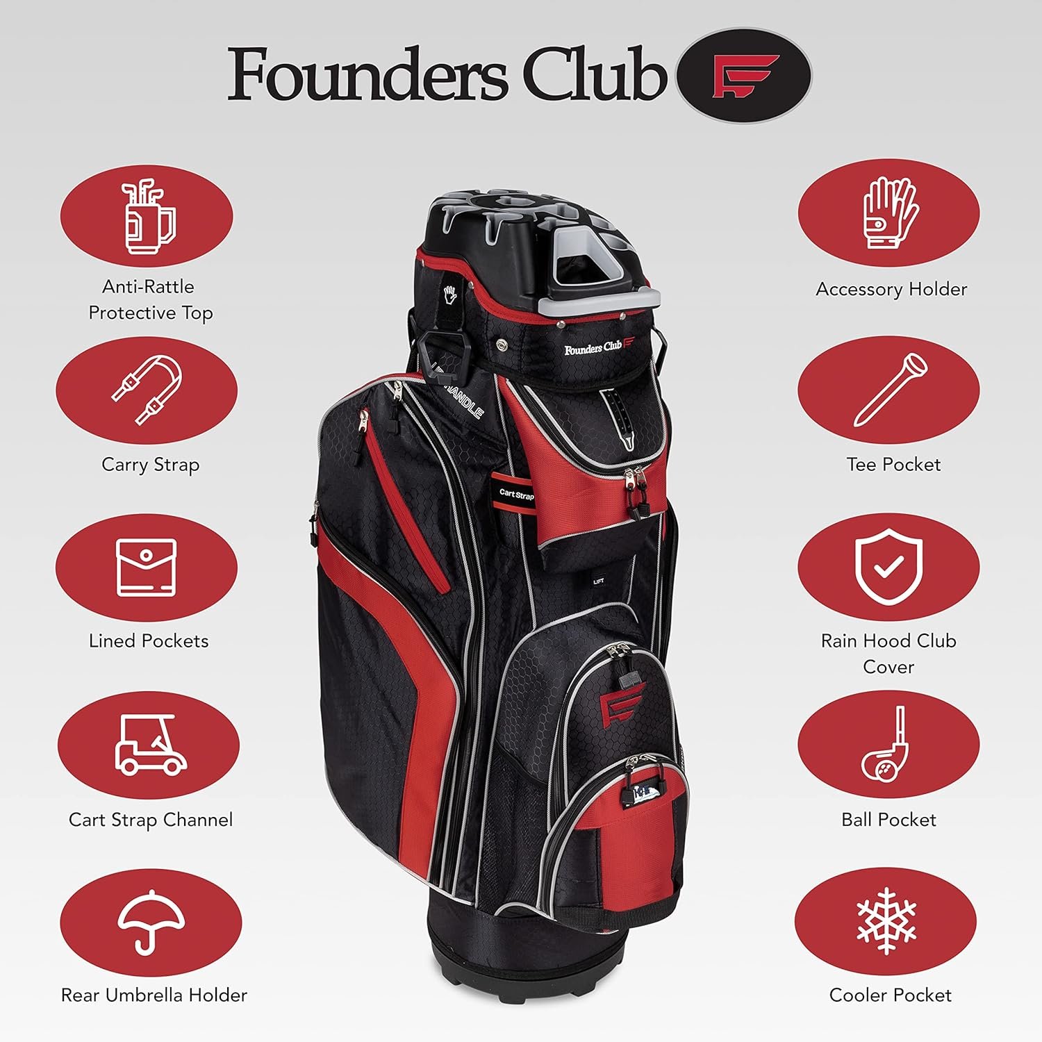 Founders Club 3rd Generation Club Lock Organizer Golf Cart Bag with 14 Way Anti Rattle Divider Top- Free Snap On Rain Hood-Full Length Dividers 4 Founders Club 3rd Generation Club Lock Organizer Golf Cart Bag with 14 Way Anti Rattle Divider Top- Free Snap On Rain Hood-Full Length Dividers - Image 4