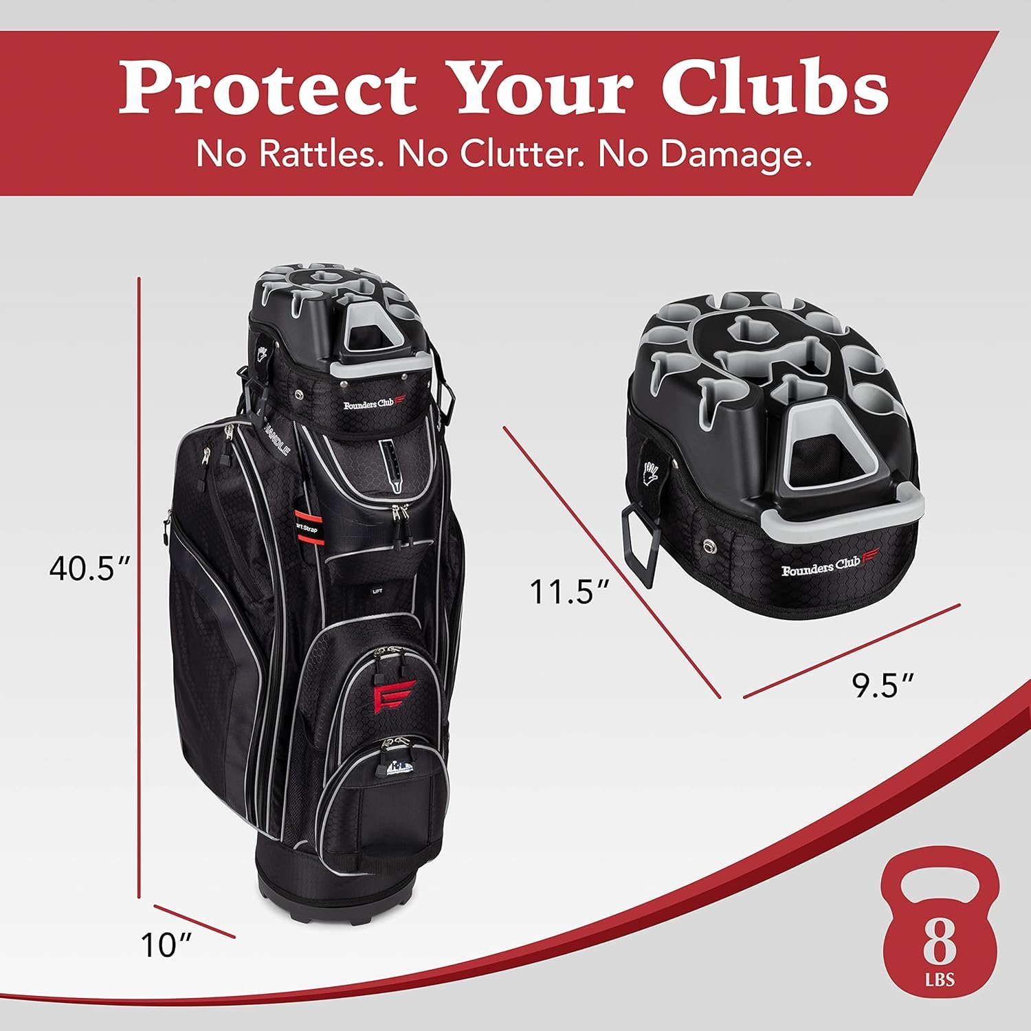 Founders Club 3rd Generation Club Lock Organizer Golf Cart Bag with 14 Way Anti Rattle Divider Top- Free Snap On Rain Hood-Full Length Dividers 6 Founders Club 3rd Generation Club Lock Organizer Golf Cart Bag with 14 Way Anti Rattle Divider Top- Free Snap On Rain Hood-Full Length Dividers - Image 6