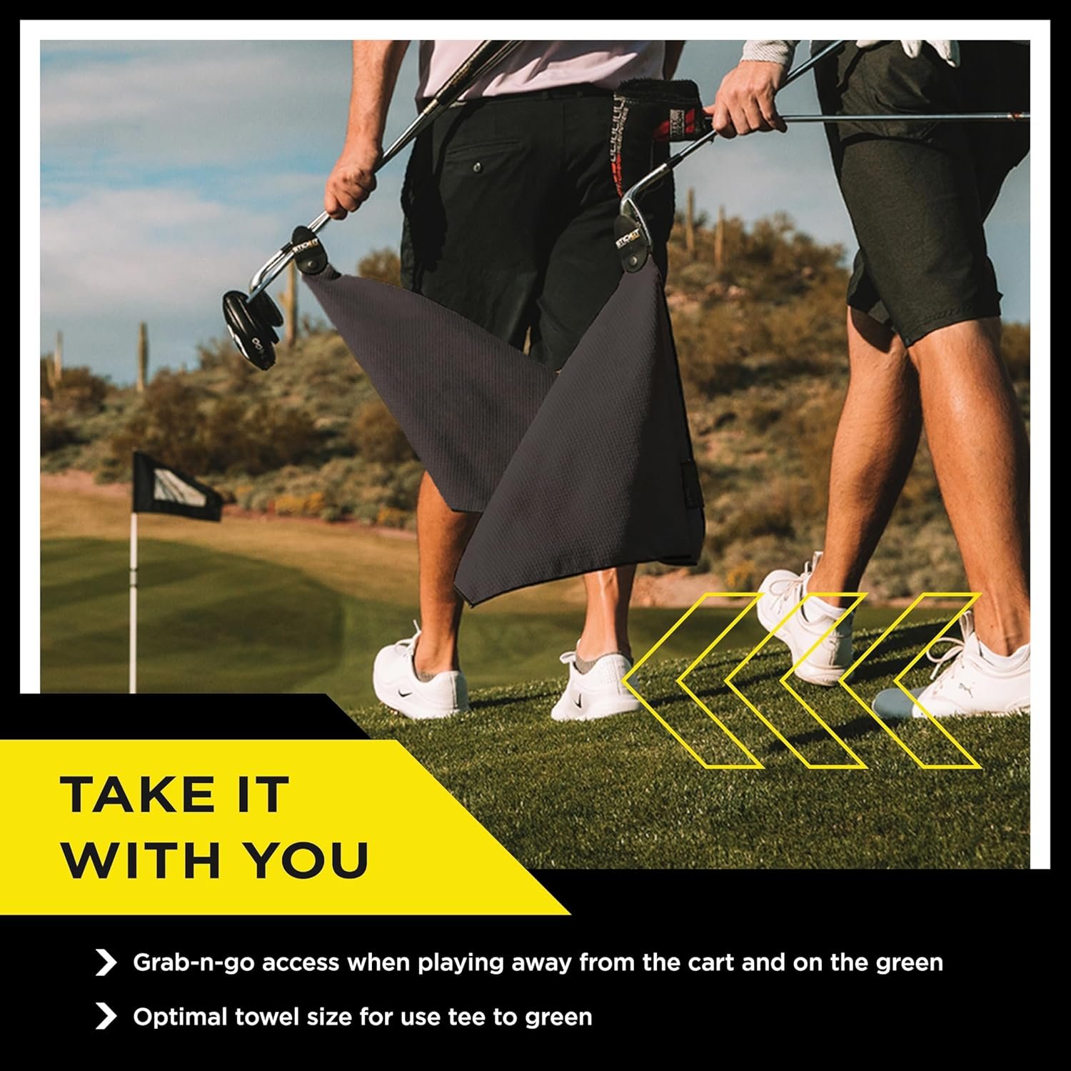STICKIT Magnetic Towel, Black | Top-Tier Microfiber Golf Towel with Deep Waffle Pockets | Industrial Strength Magnet for Strong Hold to Golf Carts or Clubs 3 STICKIT Magnetic Towel, Black | Top-Tier Microfiber Golf Towel with Deep Waffle Pockets | Industrial Strength Magnet for Strong Hold to Golf Carts or Clubs - Image 3