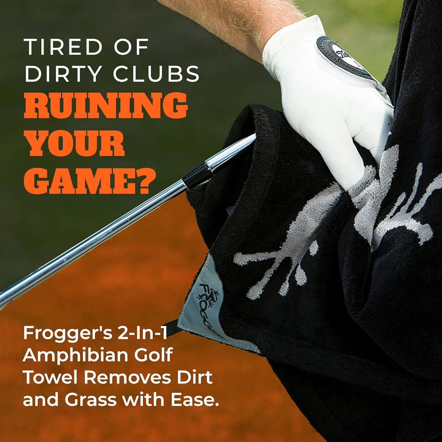 Frogger Amphibian 2-in-1 Golf Towel with Wet and Dry Technology, Black/Grey, Premium Golf Bag Accessory with Carabiner Clip, Ultra Absorbent, for Golf Dads 5 Frogger Amphibian 2-in-1 Golf Towel with Wet and Dry Technology, Black/Grey, Premium Golf Bag Accessory with Carabiner Clip, Ultra Absorbent, for Golf Dads - Image 5