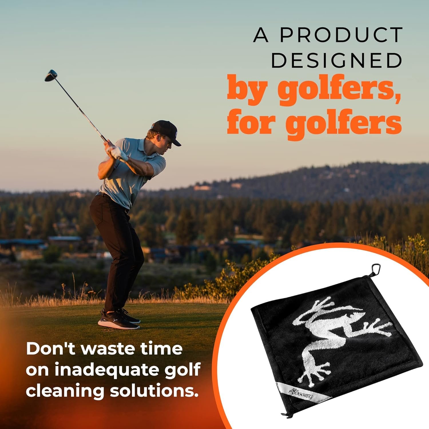Frogger Amphibian 2-in-1 Golf Towel with Wet and Dry Technology, Black/Grey, Premium Golf Bag Accessory with Carabiner Clip, Ultra Absorbent, for Golf Dads 6 Frogger Amphibian 2-in-1 Golf Towel with Wet and Dry Technology, Black/Grey, Premium Golf Bag Accessory with Carabiner Clip, Ultra Absorbent, for Golf Dads - Image 6