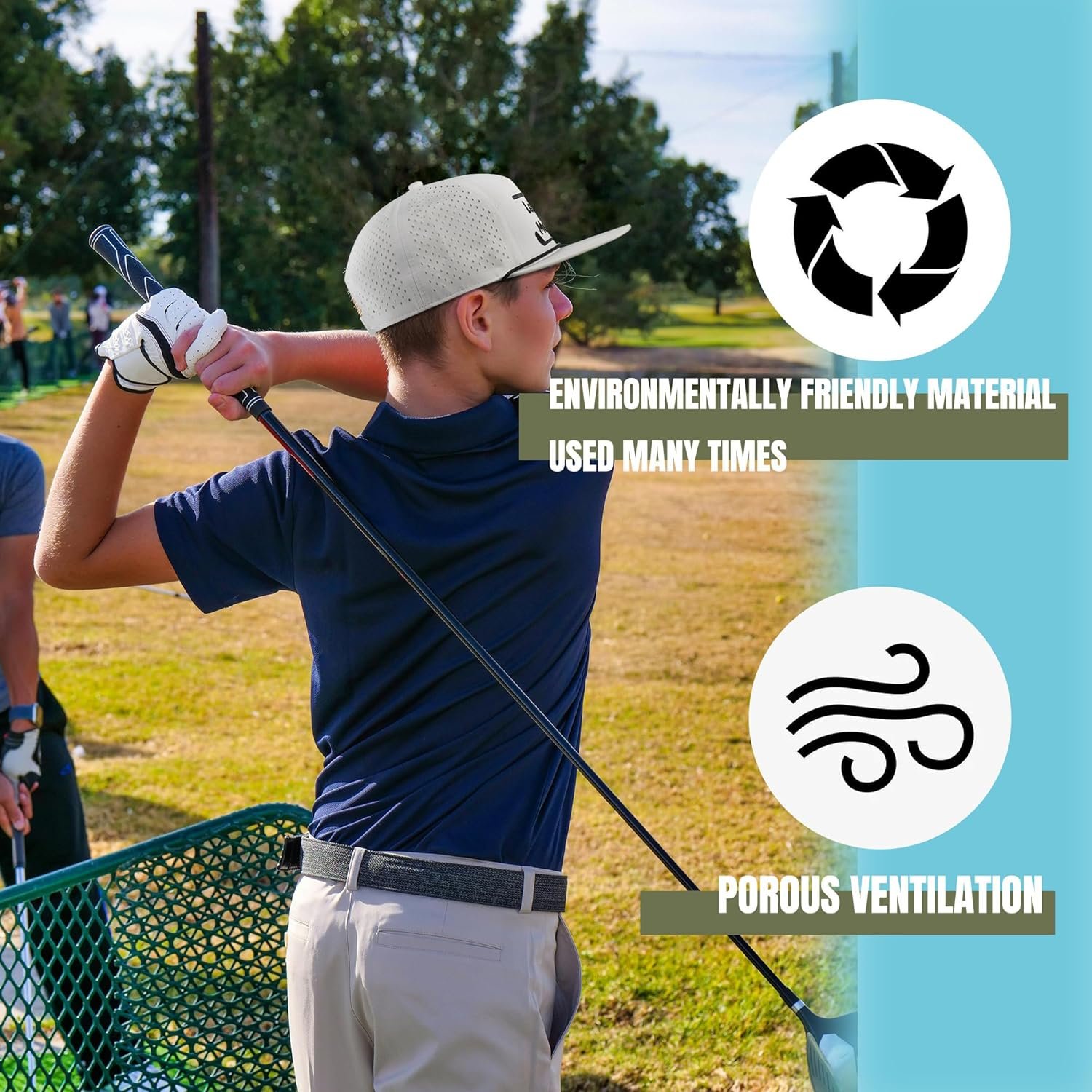 Funny Golf Hat for Men - Flat Bill Snapback Rope Hat, Black/White 5 Funny Golf Hat for Men - Flat Bill Snapback Rope Hat, Black/White - Image 5