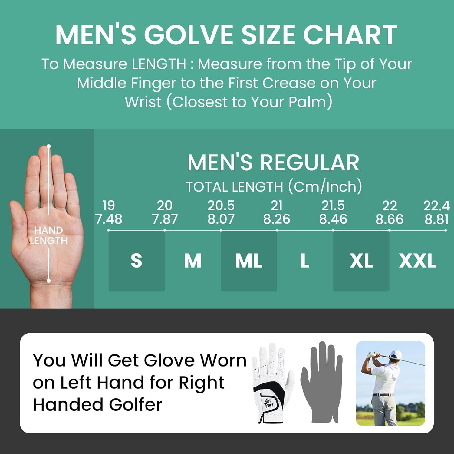 Amy Sport Golf Gloves Men Right Handed Golfer Left Hand 3 Pack PU Leather All Weather Grip Soft Breathable Flexible for Mens 6 Amy Sport Golf Gloves Men Right Handed Golfer Left Hand 3 Pack PU Leather All Weather Grip Soft Breathable Flexible for Mens - Image 6