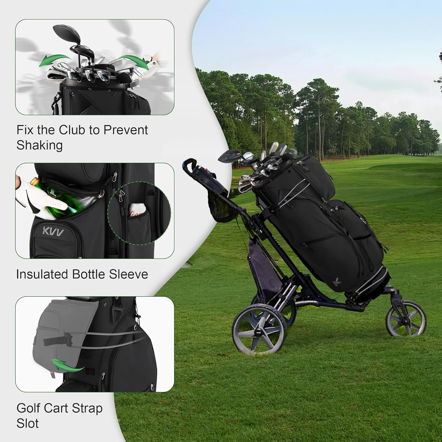 KVV 14 Way Top-Molded Organizer Cart Bag with Rain Cover, Full Length Divider, Spacious Cooler Pockets 6 KVV 14 Way Top-Molded Organizer Cart Bag with Rain Cover, Full Length Divider, Spacious Cooler Pockets - Image 6