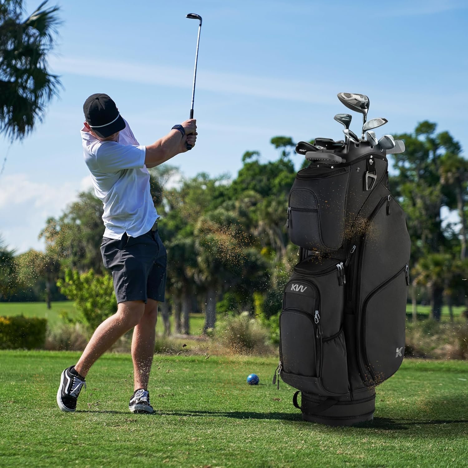 KVV 14 Way Top-Molded Organizer Cart Bag with Rain Cover, Full Length Divider, Spacious Cooler Pockets 8 KVV 14 Way Top-Molded Organizer Cart Bag with Rain Cover, Full Length Divider, Spacious Cooler Pockets - Image 8