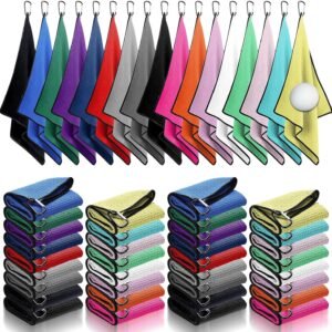 Batiyeer Golf Towels Bulk for Bags 16'' x 16'' Microfiber Waffle Pattern Golf Towel with Clipfor Mini Tournament, Club, Yoga, Fitness
