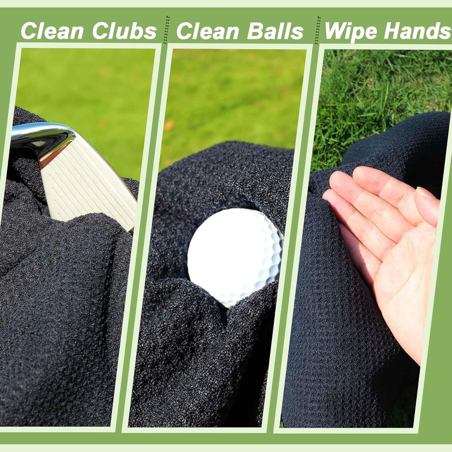 Magnetic Golf Towel-Max N52 Industrial Magnet with Rubber Cover and Carabiner, Top-Level Microfiber, Strong Hold to Golf Carts or Clubs, 24x16inch Lager Size, Functional and Durable&Black 4 Magnetic Golf Towel-Max N52 Industrial Magnet with Rubber Cover and Carabiner, Top-Level Microfiber, Strong Hold to Golf Carts or Clubs, 24x16inch Lager Size, Functional and Durable&Black - Image 4