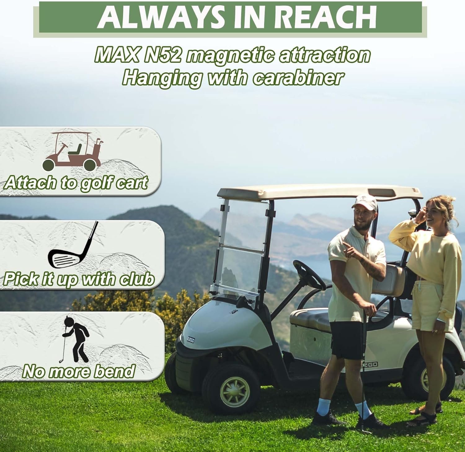 Magnetic Golf Towel-Max N52 Industrial Magnet with Rubber Cover and Carabiner, Top-Level Microfiber, Strong Hold to Golf Carts or Clubs, 24x16inch Lager Size, Functional and Durable&Black 5 Magnetic Golf Towel-Max N52 Industrial Magnet with Rubber Cover and Carabiner, Top-Level Microfiber, Strong Hold to Golf Carts or Clubs, 24x16inch Lager Size, Functional and Durable&Black - Image 5