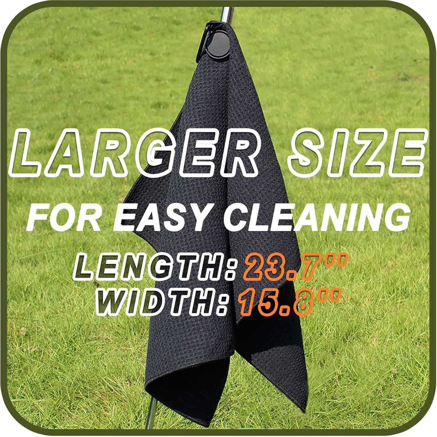 Magnetic Golf Towel-Max N52 Industrial Magnet with Rubber Cover and Carabiner, Top-Level Microfiber, Strong Hold to Golf Carts or Clubs, 24x16inch Lager Size, Functional and Durable&Black 6 Magnetic Golf Towel-Max N52 Industrial Magnet with Rubber Cover and Carabiner, Top-Level Microfiber, Strong Hold to Golf Carts or Clubs, 24x16inch Lager Size, Functional and Durable&Black - Image 6
