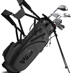 PGM Men's G300 Type 9/12 Pieces Complete Golf Club Set - Titanium #1 Driver, Draw-Biased Hybrid, High-Strength Stainless Steel Iron Set, High Forgiveness Putter, with Stand Bag