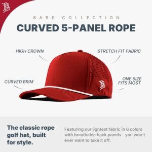 Branded Bills Old Glory PVC Curved 5 Panel Rope Hat, Fits 7-7 7/8, Adjustable Snapback