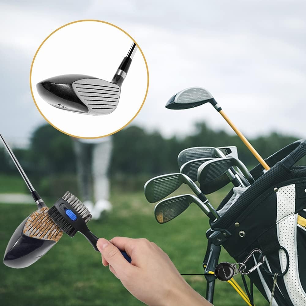 THIODOON 2 Pack Golf Club Brushes and Groove Cleaner 2 ft Retractable Zipline Carabiner Golf Brush Head with Retractable Spike Comfortable Grip Golf Club Cleaner 7 THIODOON 2 Pack Golf Club Brushes and Groove Cleaner 2 ft Retractable Zipline Carabiner Golf Brush Head with Retractable Spike Comfortable Grip Golf Club Cleaner - Image 7