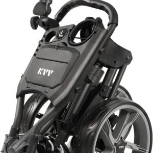 KVV 3 Wheel Golf Push Cart Ultra Lightweight Smallest Folding Size with Insulated Cooler Bag
