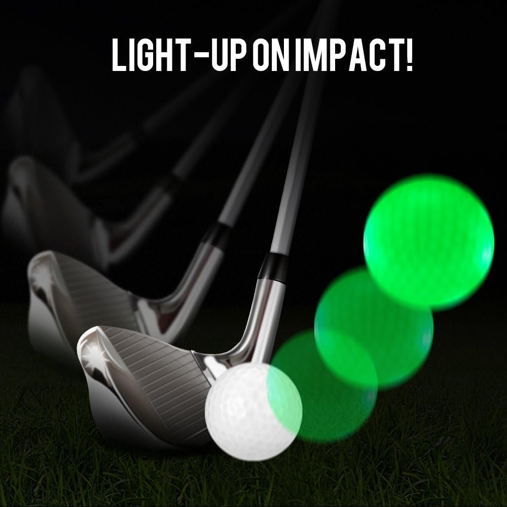 LED Light up Golf Balls, Glow in The Dark Night Golf Balls - Multi Colors of Blue, Orange, Red, White, Green, Pink - Pack of 6 3 LED Light up Golf Balls, Glow in The Dark Night Golf Balls - Multi Colors of Blue, Orange, Red, White, Green, Pink - Pack of 6 - Image 3