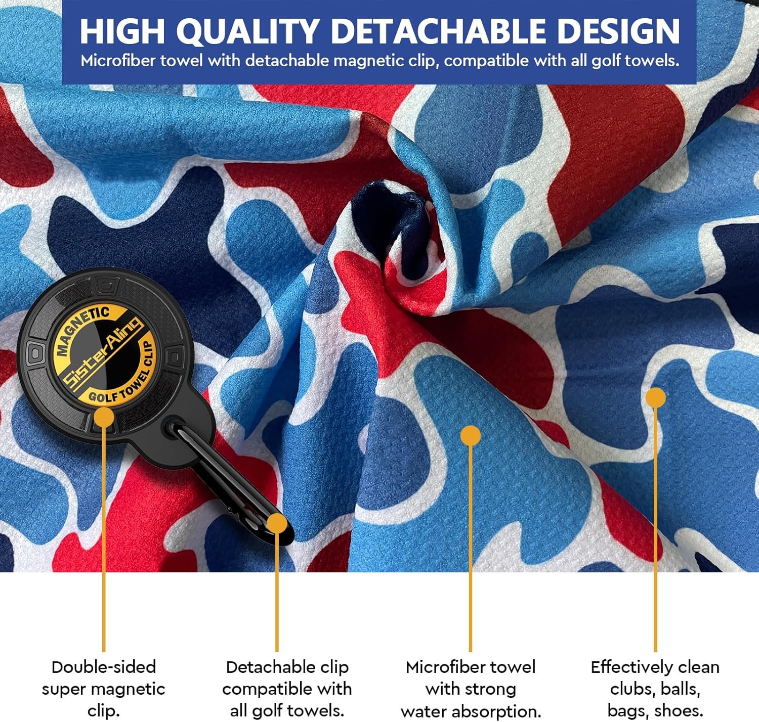 Golf Towel Magnetic Clip Set,Industrial Strength Magnet for Strong Hold to Golf Carts Golf Bags or Clubs,Removable and Easy Cleaner Accessories,Men's Golf Equipment, Golf Gifts 3 Golf Towel Magnetic Clip Set,Industrial Strength Magnet for Strong Hold to Golf Carts Golf Bags or Clubs,Removable and Easy Cleaner Accessories,Men's Golf Equipment, Golf Gifts - Image 3