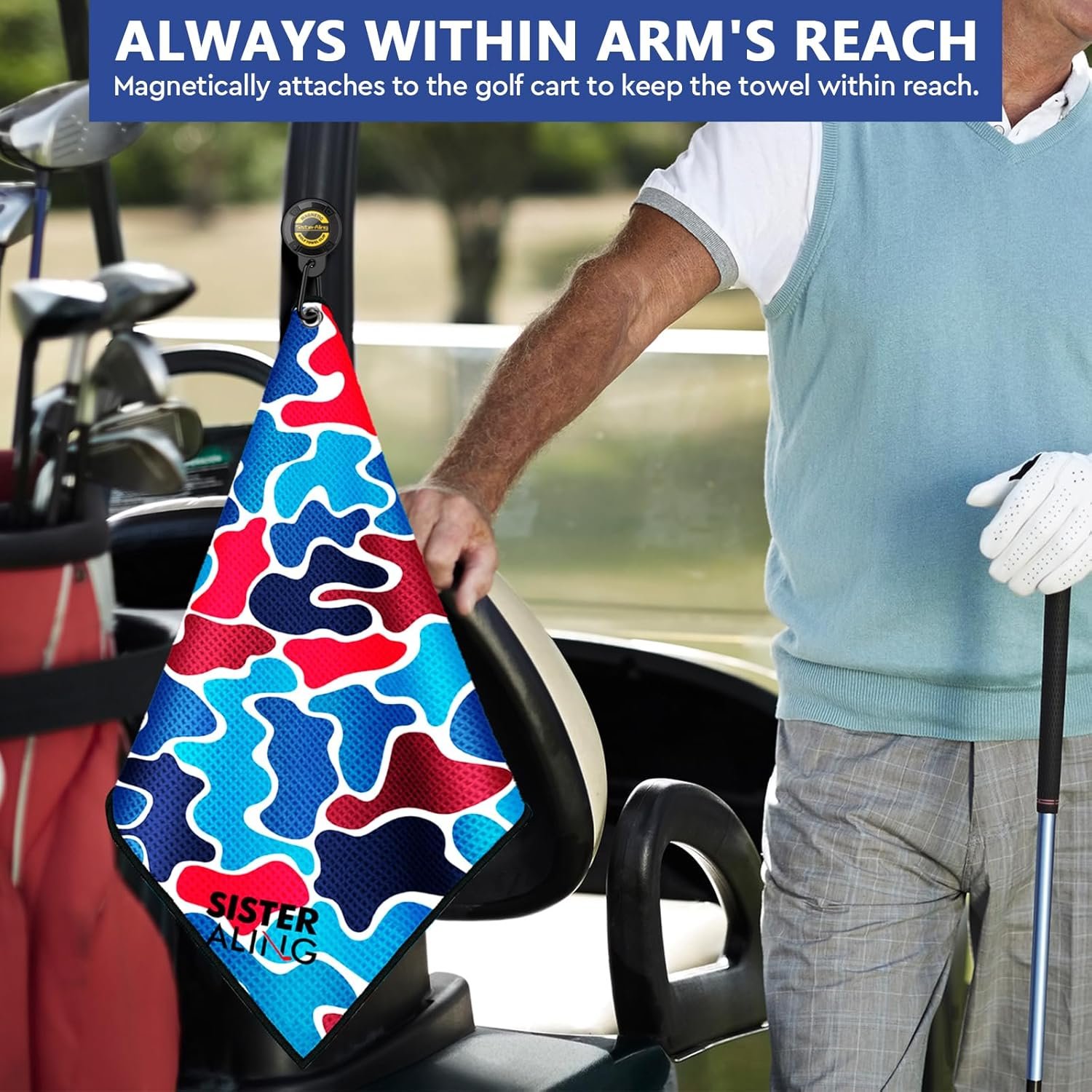 Golf Towel Magnetic Clip Set,Industrial Strength Magnet for Strong Hold to Golf Carts Golf Bags or Clubs,Removable and Easy Cleaner Accessories,Men's Golf Equipment, Golf Gifts 4 Golf Towel Magnetic Clip Set,Industrial Strength Magnet for Strong Hold to Golf Carts Golf Bags or Clubs,Removable and Easy Cleaner Accessories,Men's Golf Equipment, Golf Gifts - Image 4