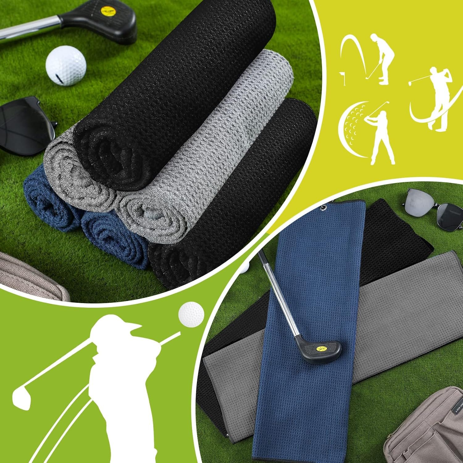 Cindeer 6 Pcs Tri-fold Golf Towel 16 x 23 Inch Microfiber Fabric Golf Towels with Heavy Duty Clip Waffle Pattern 6 Color Options(Dark Color) 4 Cindeer 6 Pcs Tri-fold Golf Towel 16 x 23 Inch Microfiber Fabric Golf Towels with Heavy Duty Clip Waffle Pattern 6 Color Options(Dark Color) - Image 4