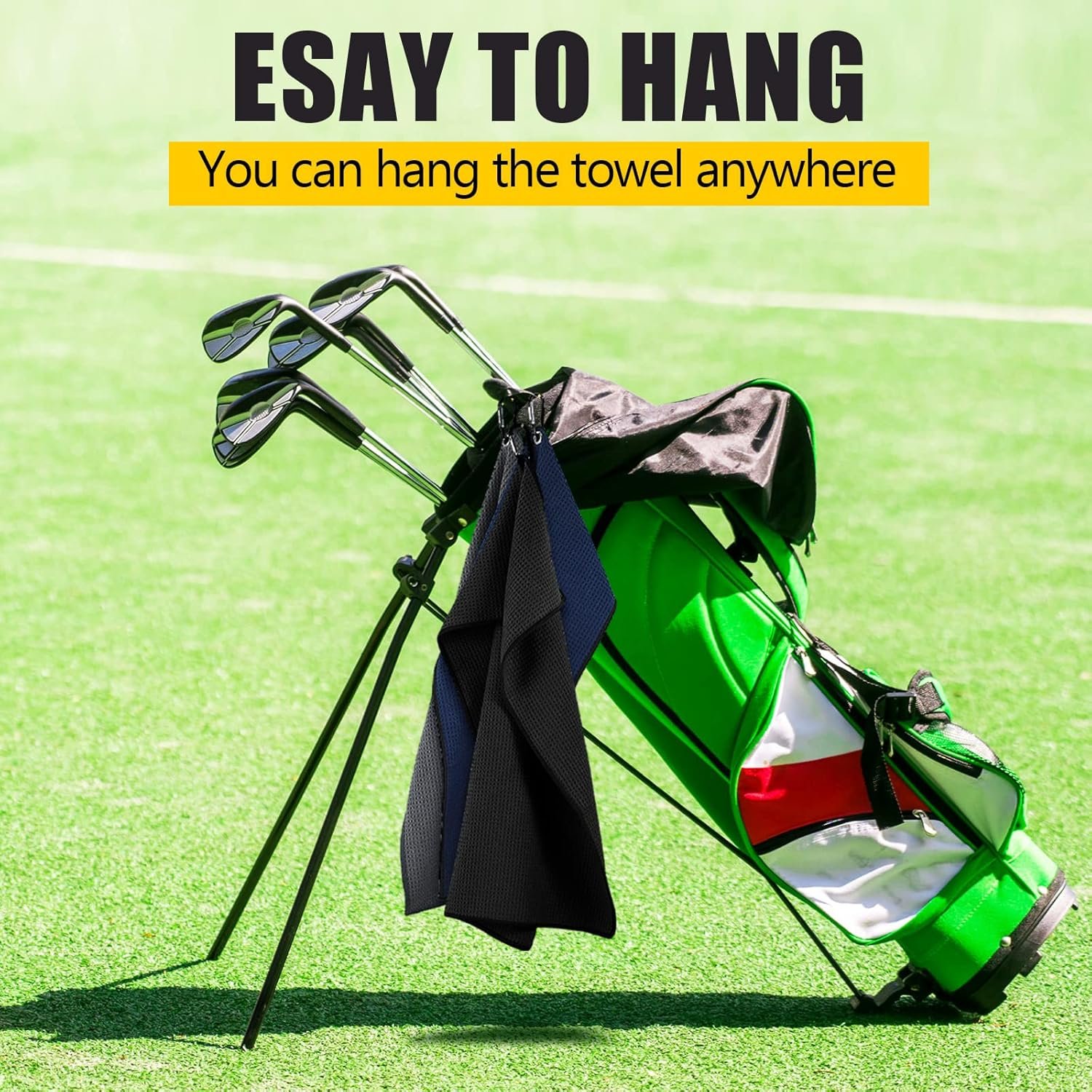 Cindeer 6 Pcs Tri-fold Golf Towel 16 x 23 Inch Microfiber Fabric Golf Towels with Heavy Duty Clip Waffle Pattern 6 Color Options(Dark Color) 7 Cindeer 6 Pcs Tri-fold Golf Towel 16 x 23 Inch Microfiber Fabric Golf Towels with Heavy Duty Clip Waffle Pattern 6 Color Options(Dark Color) - Image 7